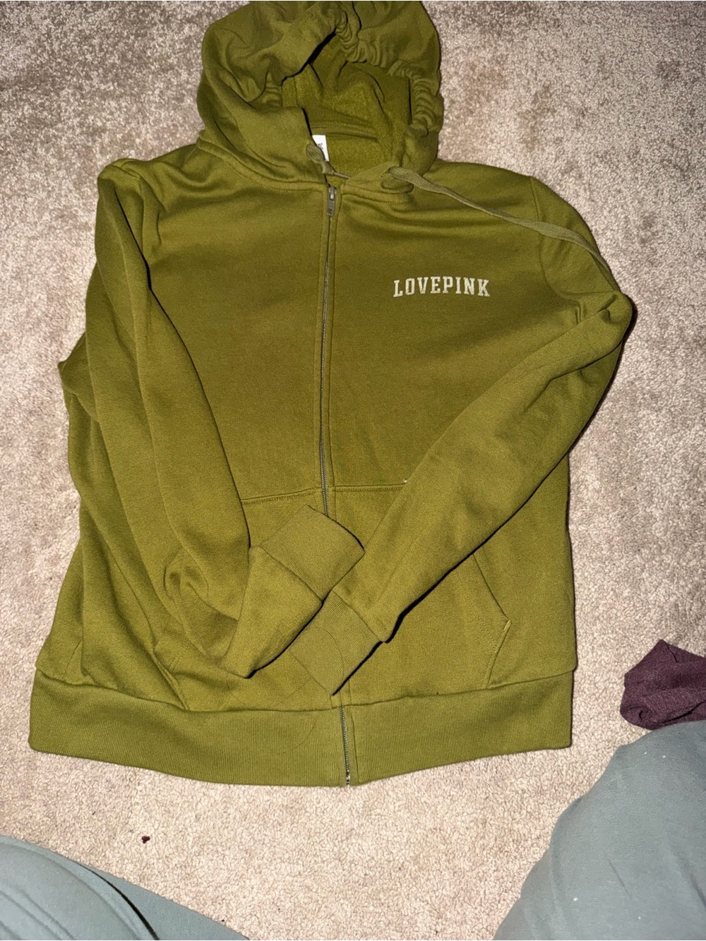 PINK Victoria's Secret Olive Green Full-Zip Hoodie for Kids
